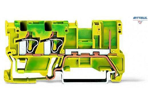 WAGO 769-257 2-conductor/1-pin ground carrier terminal block; for DIN-rail 35 x 15 and 35 x 7.5; 4 mm2; CAGE CLAMP®; 4,00 mm2; green-yellow - Rittbul
