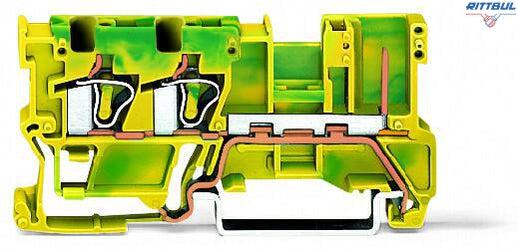 WAGO 769-257 2-conductor/1-pin ground carrier terminal block; for DIN-rail 35 x 15 and 35 x 7.5; 4 mm2; CAGE CLAMP®; 4,00 mm2; green-yellow - Rittbul
