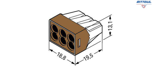 WAGO 773-606 Свързваща клема за твърд проводник 6Р, 4мм2 - Rittbul