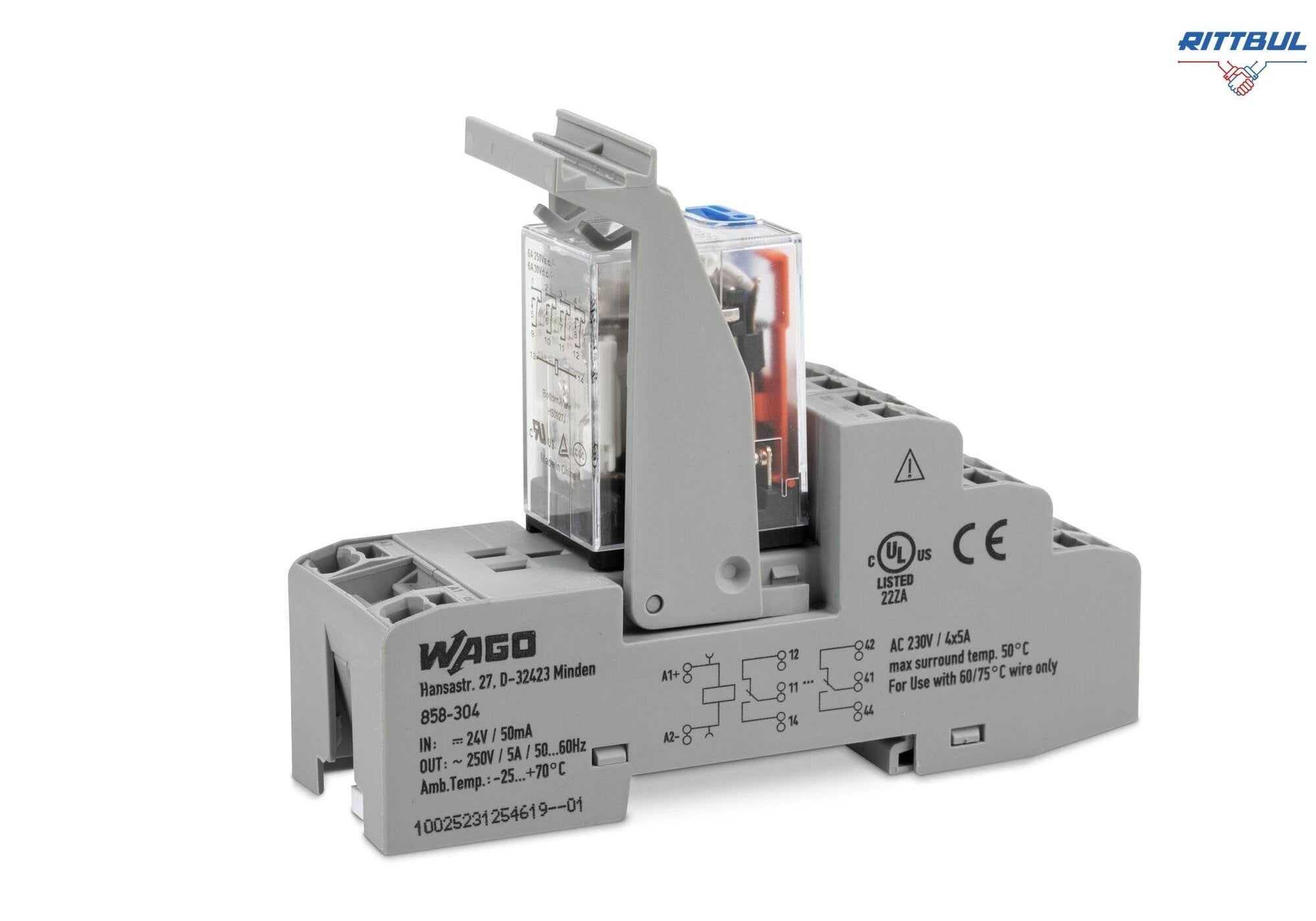 WAGO 858-304 Индустриално реле 4СО 4х5А 24VDC - Rittbul