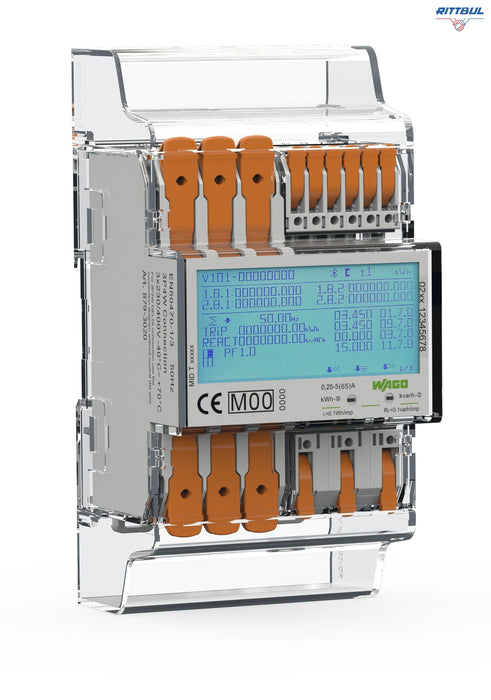 WAGO 879-3020 Energy consumption meter; for direct connection; 65A; 3x230/400V; 50Hz; MID; Modbus & M-Bus; 2 x S0 interface; 4PS - Rittbul
