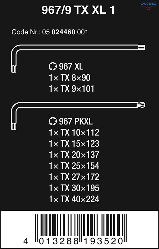 WERA 05024460001 Комплект Torx ключове BlackLaser/1/ - Rittbul