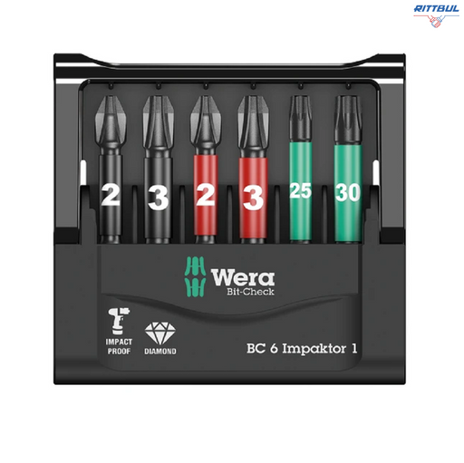 WERA 05057763001 Битове в Bit-Box 15 Impaktor PZ2 х 25 мм (15 бр. в опак.) - Rittbul