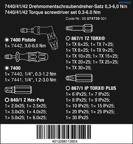 WERA 05074739001 Комплект динамометрични отвертки 0.3 - 6.0 Nm