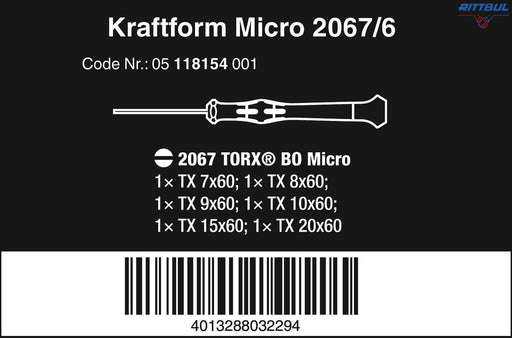 WERA 05118154001 Комплект отвертки Micro (6 броя) Torx Bo - Rittbul